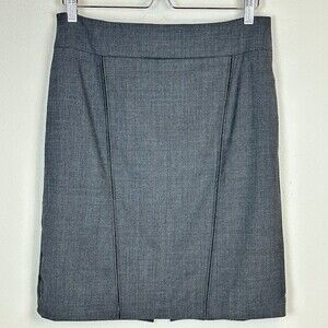 Elie Tahari Grey Wool Crepe Pencil Skirt 8
